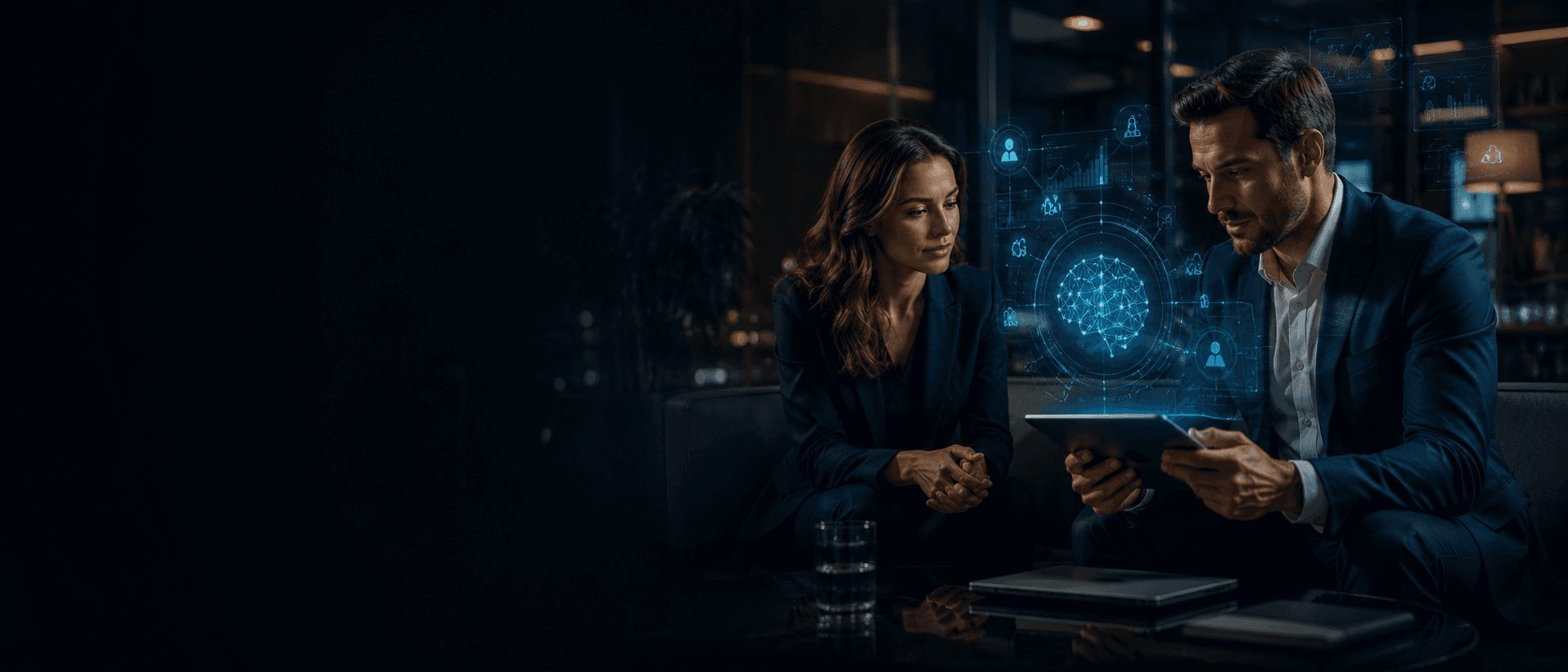 Business professionals discussing AI solutions